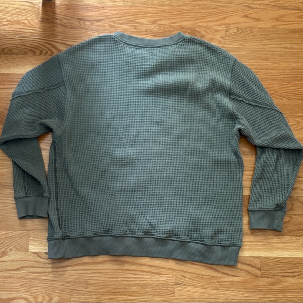 Aerie Green cotton blend Waffle Knit Sweater - Picture 4 of 5